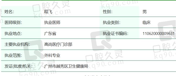  广州高尚医疗程飞医生简介